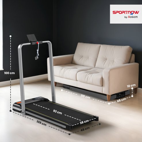 SPORTNOW Folding Treadmill with Incline, 2 in 1 Under Desk Walking Pad Treadmills for Home Office with Remote Control and LED Display, 2.0HP, 1-6KM/H, No Assembly