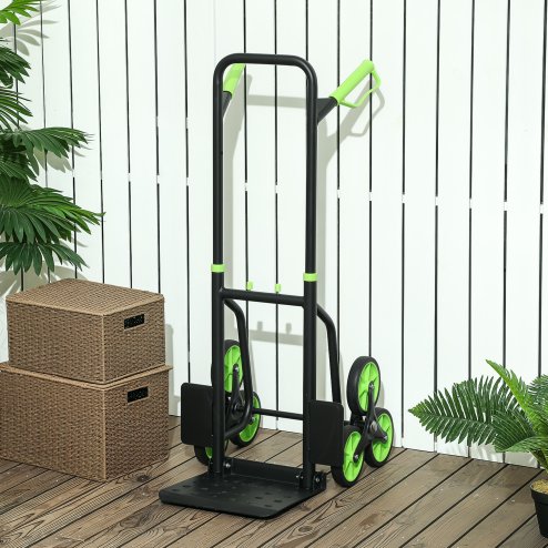 DURHAND Steel Folding Hand Truck, Heavy Duty Foldable Trolley on Wheels, Multi-Purpose Sack Truck Moving Trolley, 120kg, Green