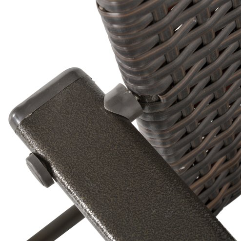 Outsunny Folding Garden Chairs Set of 4, PE Rattan Garden Dining Chairs with Armrests, High Back and Steel Frame, Weather Resistant Outdoor Dining Furniture for Patio, Balcony, Brown