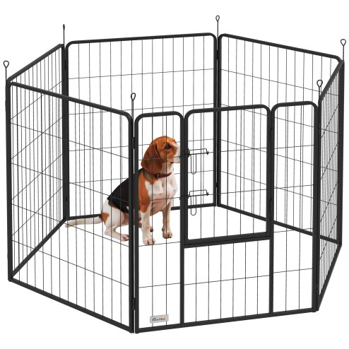 PawHut Dog Pen 6 Panels Puppy Pen Heavy Duty Pet Playpen for Indoor Outdoor for Dogs, Rabbits, Ducks 100cm High