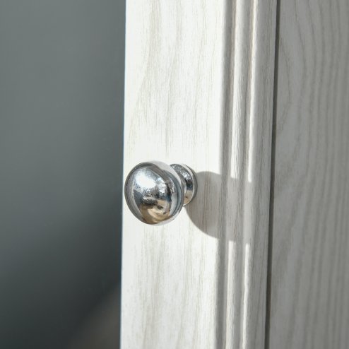 HOMCOM 360° Swivel Jewellery Cabinet with Full Length Mirror, Lockable Jewellery Organiser with Built-in Makeup Mirror and Storage Shelves for Bedroom, White