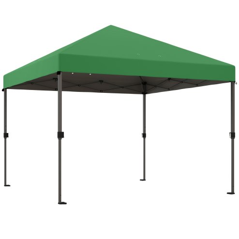Outsunny 3 x 3(m) Pop Up Gazebo, 1 Person Easy up Marquee Party Tent with 1-Button Push, Adjustable Straight Legs, Wheeled Bag, Stakes, Ropes, Sandbags, Instant Shelter, Green