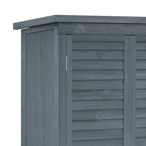 Outsunny Small Shed, Wooden Garden Storage Shed, 3 Shelves Outdoor Tool Shed Cabinet with Asphalt Roof and Shutter Doors, 87cm x 47cm x 160cm, Grey