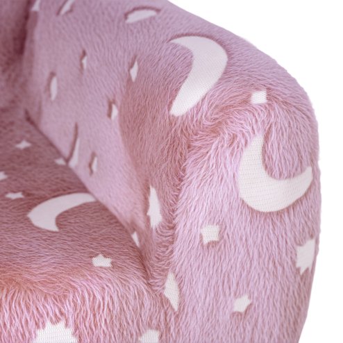 AIYAPLAY Kids Armchair, Glow in the Dark Single Chair with Star Design, Upholstered Toddler Tub Chair for Bedroom, Playroom, Kid Room, Pink