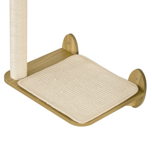 PawHut 3PCs Wall Mounted Cat Tree Cats Shelves, Climbing Shelf Set, Kitten Activity Center with Jumping Platforms Hammock Scratching Post, Oak