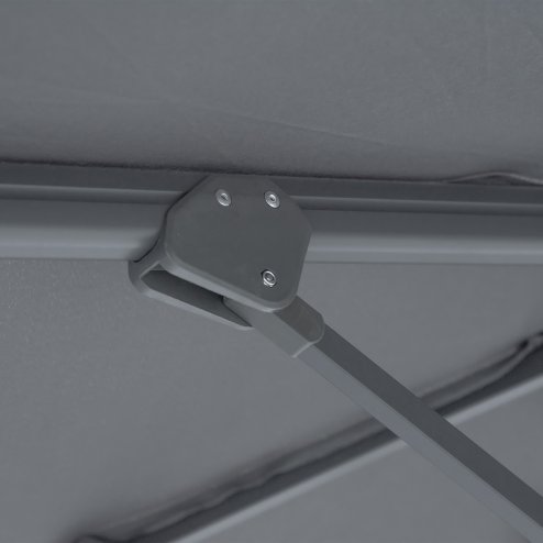 Outsunny 3(m) Cantilever Roma Parasol Patio Sun Umbrella with Crank & Tilt LED Solar Light Cross Base 360 Rotating Outdoor, Dark Grey