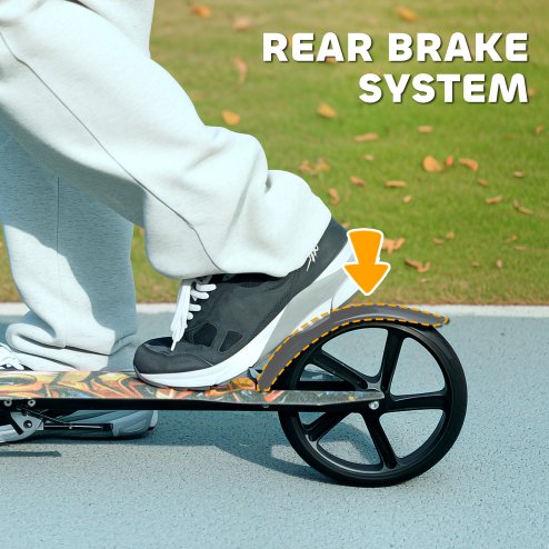 AIYAPLAY Kids Scooter, Foldable Kick Scooter with Adjustable Handlebar, 200mm Big Wheel, Rear Fender Brake, Gift for Ages 6-12 Years, Boys and Girls, Black