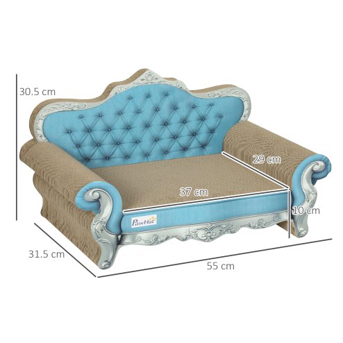 PawHut 2-in-1 Cat Scratcher, Cardboard Cat Scratching Board with Catnip, Cat Scratch Pad for Indoor Cats, 30.5 x 55 x 31.5cm, Light Blue