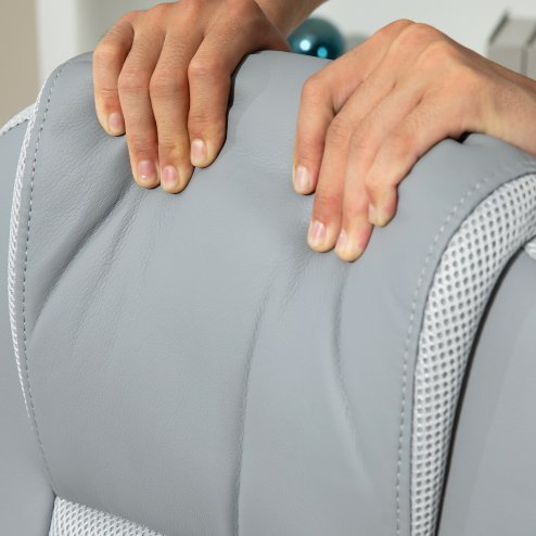 HOMCOM Executive Office Chair, PU Leather High Back Desk Chair, Swivel Computer Chair with Adjustable Height and Tilt Function, Grey