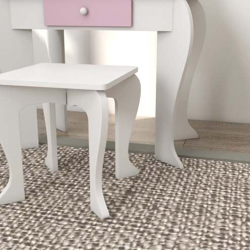 ZONEKIZ Kids Dressing Table Kids Vanity Table Girls Dressing Table with Mirror and Stool, Drawer, Storage Boxes, Unicorn Design, for Toddles Ages 3-6 Years - White and Pink