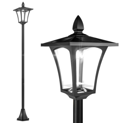 Outsunny Outdoor Garden Solar Post Lamp Sensor Dimmable LED Lantern Bollard Pathway 1.6M Tall - Black