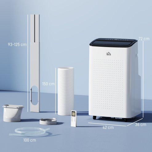 HOMCOM 12000 BTU Portable Air Conditioner, Smart Home WiFi Compatible, 3-in-1 Dehumidifier Cooler Fan, with Sleep Mode, Remote, 24H Timer, Window Venting Kit, A Energy Efficiency, 26m²