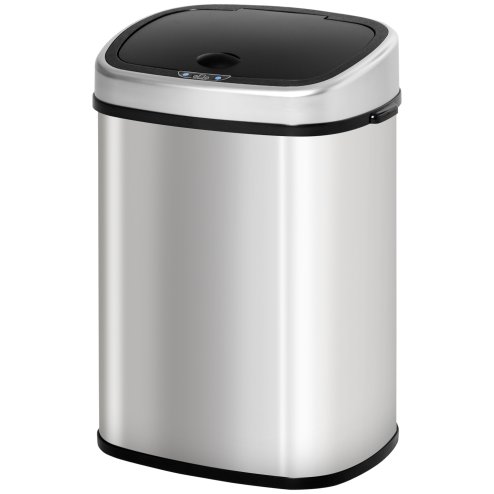 HOMCOM Stainless Steel Kitchen Sensor Dustbin Automatic Touchless Rubbish Garbage Waste Bin Silver Image