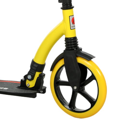 HOMCOM Foldable Kick Scooter with Double Shock Absorption and Big Wheels, Height Adjustable Aluminium Frame Big Wheel Scooter for 14+ Teens Adult - Yellow