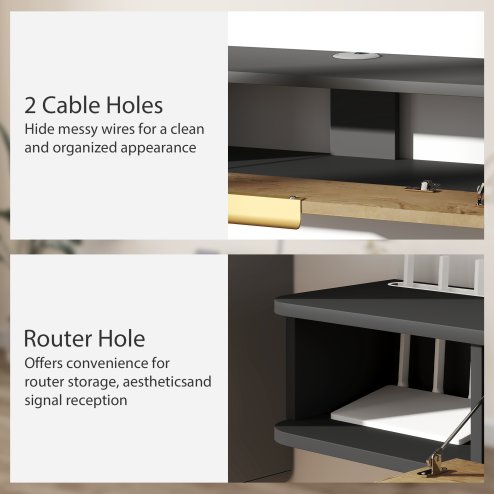 HOMCOM 120 cm Floating TV Stand Cabinet, Wall Mounted TV Cabinet with Open Compartments and Flip Door, Modern Entertainment Media Console for Living Room, Charcoal Grey