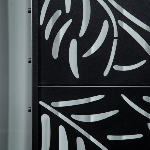 Outsunny Decorative Garden Privacy Screen with Stand, 6.5FT Freestanding Metal Outdoor Divider, Decorative Privacy Panel with Expansion Screws for Garden Pool Hot Tub, Willow Branch Style, Black