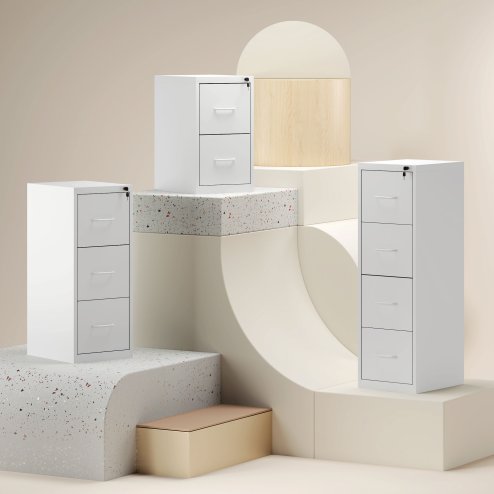 HOMCOM 4 Drawer Filing Cabinet, Vertical File Cabinet with Adjustable Hanging Bar for A4 and Letter Size, Steel Printer Stand for Home Office, White