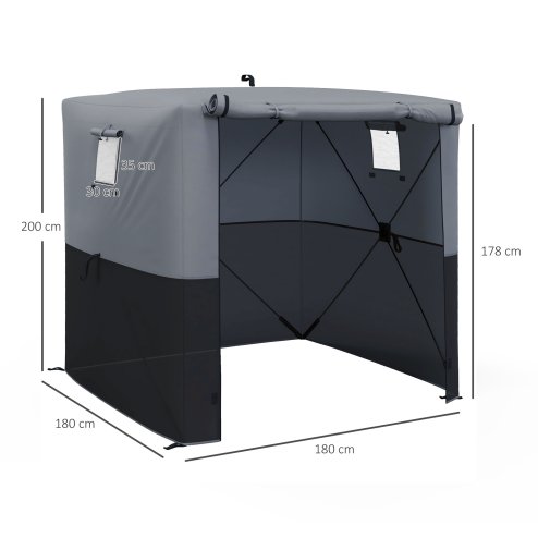 Outsunny Pop Up Gazebo with Sides, 2m x 2m Easy 1 Person Setup Party Tent with Carry Bag, Stakes, Ropes, Folding Multifunctional Instant Shelter, Black and Grey