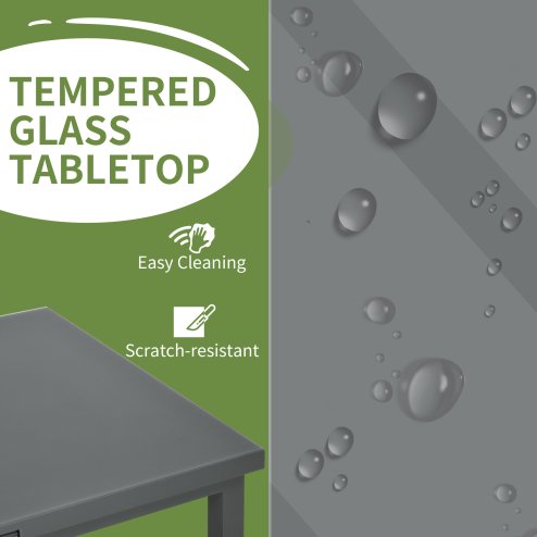 Outsunny 246 cm Extending Garden Table, Rectangle Outdoor Dining Table for 6-8, Aluminium Frame for Patio, Balcony - Charcoal Grey