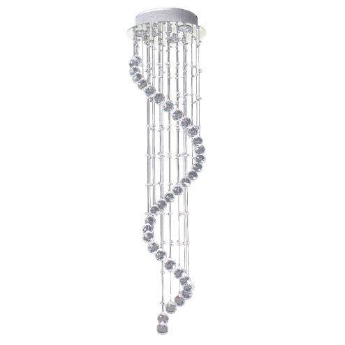 HOMCOM Modern Crystal Chandelier Ceiling Light Pendant Lamp Chrome Finish Glass Droplets New, Ф30 x 120cm