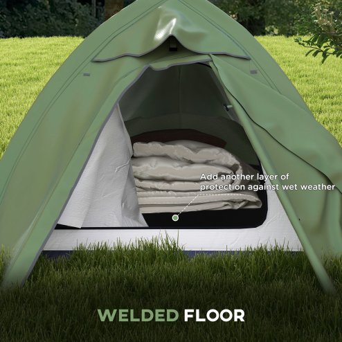 Outsunny 1-2 Man Camping Tent, Double Layer Dome Tent with 2000mm Waterproof Rainfly and Carry Bag, Lightweight for Fishing, Travel, Hiking, Sports, Festival, Green