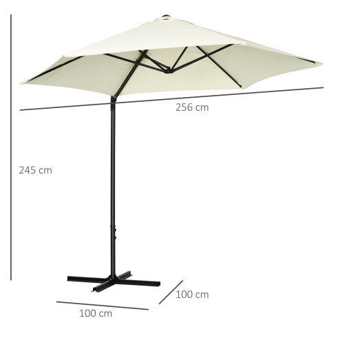 Outsunny 2.5M Garden Cantilever Parasol, Offset Roma Patio Umbrella Hanging Sun Shade Canopy Shelter with 360 Rotation and Cross Base, Beige