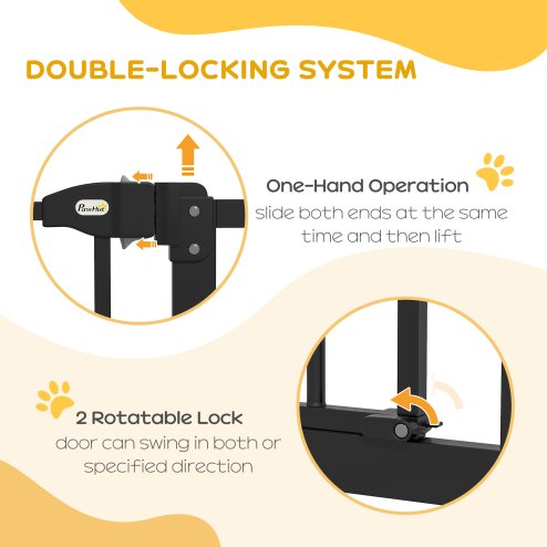 PawHut Pressure Fit Dog Stair Gate No Drilling Safety Gate Auto Close for Doorways, Hallways, 74-94cm Adjustable, 78cm Tall, Black