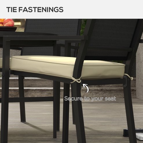 Outsunny Set of 4 Outdoor Seat Cushions with Ties, Water Repellent Seat Pads for Garden Patio Kitchen Office Chairs, Beige