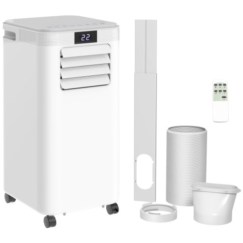 HOMCOM 8000 BTU Air Conditioning Unit, 2.3KW 3-in-1 Portable Air Conditioner, Dehumidifier, Cooling Fan with Remote Control, Digital Display, 2 Speeds, 24H Timer, Window Venting Kit, 18m²