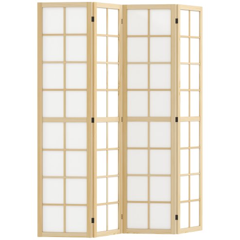 HOMCOM 4 Panel Folding Room Divider, Freestanding Privacy Screen, Indoor Room Partition for Living Room, Bedroom and Office, 160 x 170cm