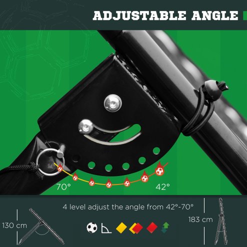 HOMCOM Foldable Football Rebounder Net, Large Football Goal Training Aid Soccer Kickback Target Zone Goal Play Adjustable Angles for  Kids & Adult Black