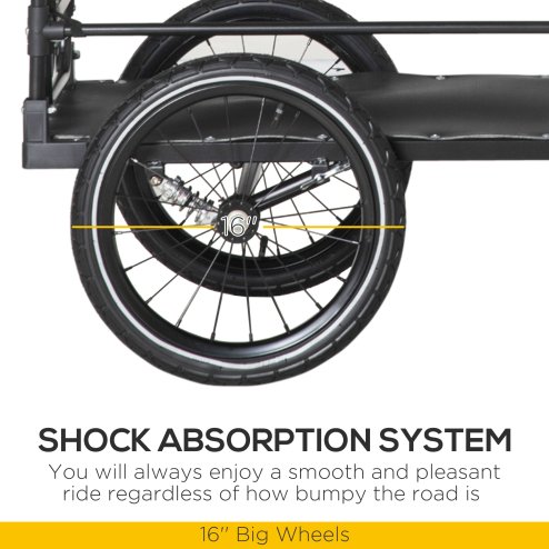 HOMCOM Steel Bike Trailer with Triple Safety Features, Wagon Bicycle Trailer with Suspension, 2 Wheels Outdoor Storage Carrier, 40kg Max Load, Black