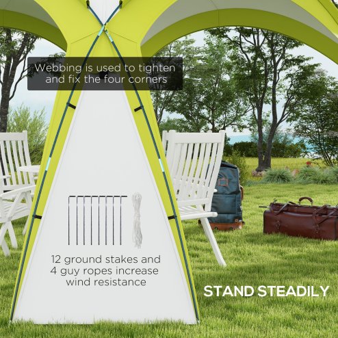 Outsunny 3.5 x 3.5M 6-8 Person Camping Gazebo, Outdoor Event Shelter Dome Tent Garden Sun Shelter Patio Spire Arc Pavilion Camp Sun Shade, Green