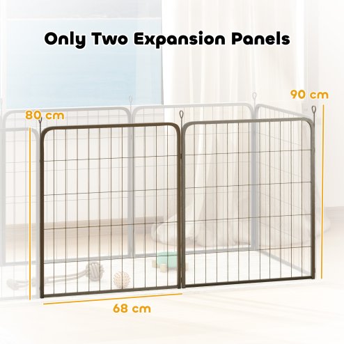 PawHut Dog Pen, 2 Panel Puppy Pen, Portable, Detachable, For Medium Dogs, 60cm Tall, Black