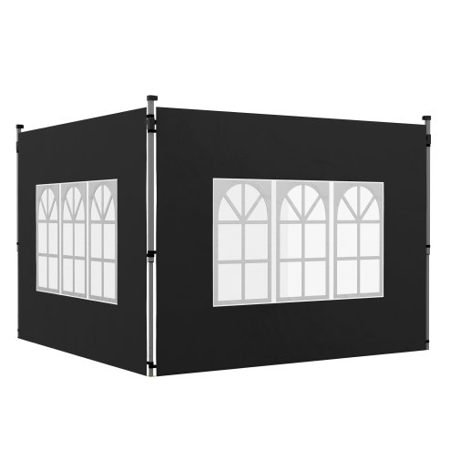 Outsunny Gazebo Side Panels with Window for 3x3(m) or 3x4m Pop Up Gazebo, 2 Pack Sides Replacement, Black