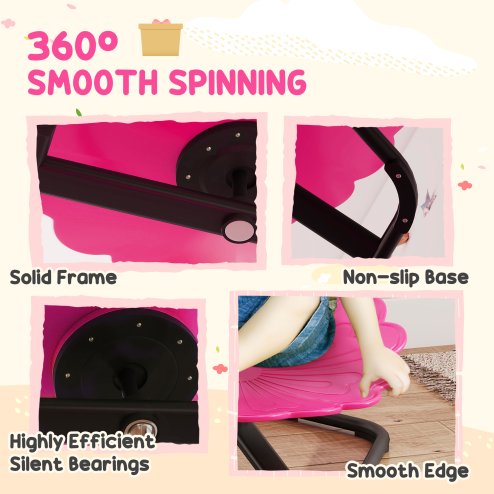 AIYAPLAY Kids Spinning Chair for Autism, Sensory Swivel Chair for ADHD Children, Flower Shaped Sit and Spin Wobble Chair with Metal Base & Non-Slip, Sensory Balance Toy for 3-8 Years Old, Pink