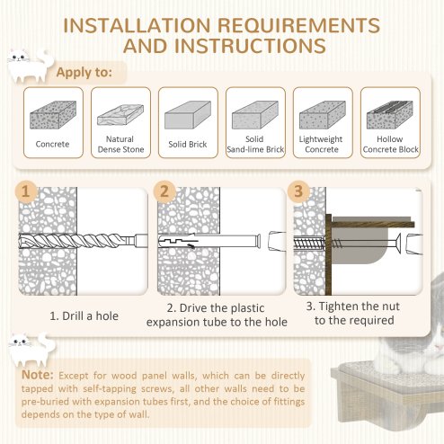 PawHut 8Pcs Cat Shelves, Cat Wall Furniture with Scratching Posts, Perches, Ladder, Wall Mounted Cat Tree for Sleeping, Playing, Lounging - Brown