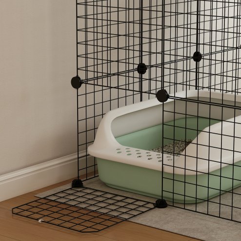 PawHut Cat Cage Indoor, DIY 4 Tier Wire Cat Enclosure with Hammock, Ramps, Doors, Jumping Platforms, Detachable Catio Indoor for 1-3 Cats, 105 x 70 x 140 cm, Black