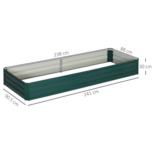 Outsunny 120 x 80cm/241L x 90.5cm Galvanised Raised Garden Bed, Metal Elevated Planter Box with Open Bottom, Outdoor Flower Pot for Growing Flowers, Herbs, Green