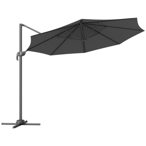 Outsunny 3 x 3(m) Cantilever Parasol with Cross Base, Garden Umbrella with 360 Rotation, Crank Handle and Tilt for Outdoor, Patio, Black