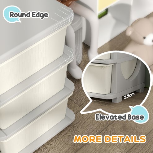 HOMCOM Kids Storage Units with 9 Drawers 3 Tier Chest Vertical Dresser Tower Toy Organiser for Nursery Playroom Kindergarten Cream