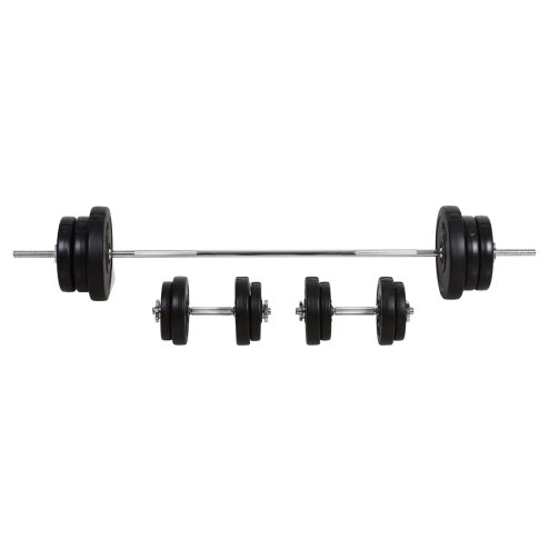 HOMCOM 65kg Adjustable Barbell Weights Set, 2-in-1 Dumbbells and Barbell Set with Knurled Bar, Free Weights Training Equipment, for Home Gym, Exercise
