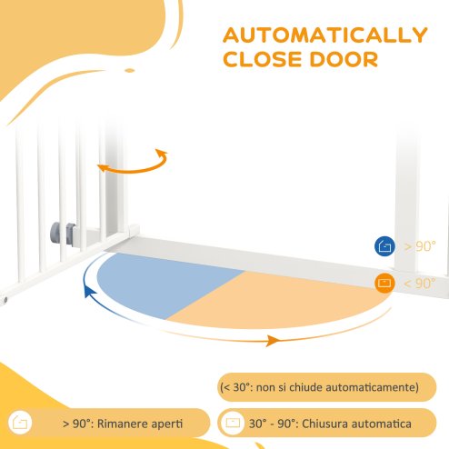 PawHut Dog Stair Gate, Pressure Fit Dog Safety Gate with Automatic Closing System, Double Locking, for Stairs, Doors, Hallways, House, 74-80cm Width, White