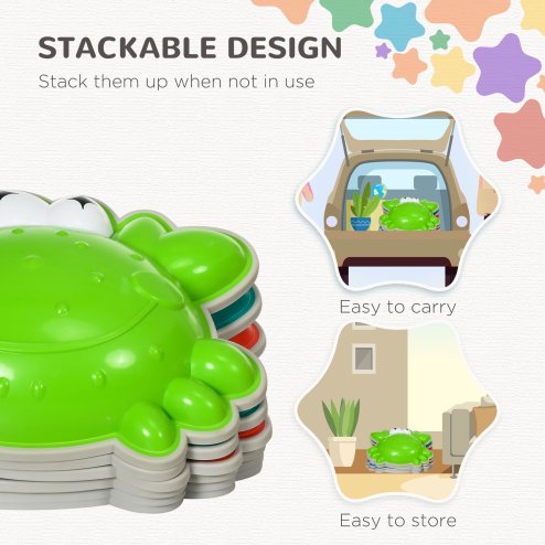 ZONEKIZ Stepping Stones Kids, 6PCs Crab-Designed Balance River Stones with TPE Anti-Slip Edge, Indoor Outdoor Sensory Toy, Obstacle Courses, Stackable