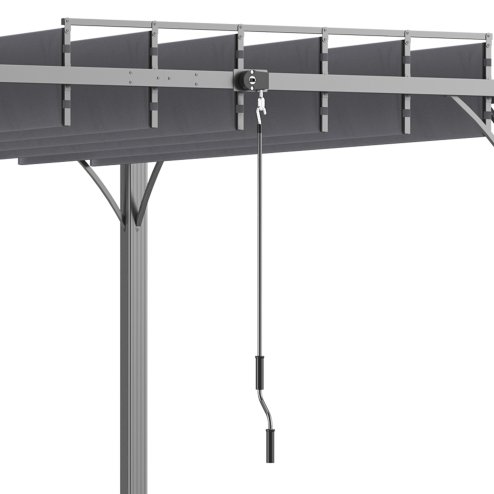 Outsunny 3 x 3(m) Outdoor Louvered Pergola with Adjustable Roof, AluminIum Patio Gazebo Canopy with Ground Stakes for Patio, Lawn, Garden, Grey