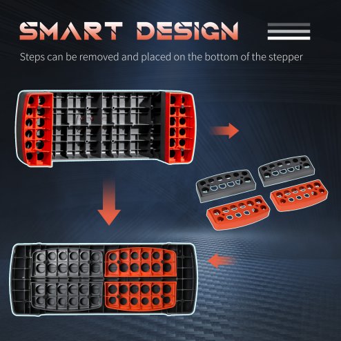 HOMCOM Aerobic Step, 10cm, 15cm & 20cm Height Adjustable Exercise Stepper for Exercise Workout, Nonslip Step Board Great for Home & Office, Grey and Red