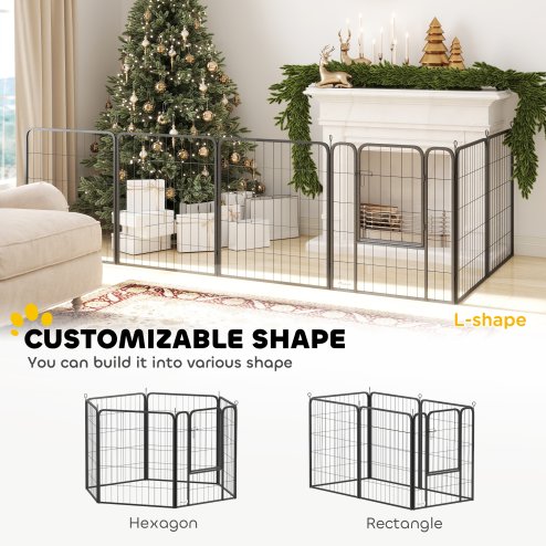 PawHut Dog Pen, 6 Panel Puppy Pen, Steel Dog Playpen, for Medium Breeds, 80cm Tall, Black