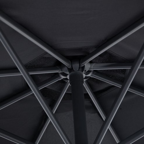 Outsunny 3(m) Garden Cantilever Parasol Patio Banana Hanging Umbrella Sun Shade with Crank and Tilt, 8 Ribs and Cross Base, Black