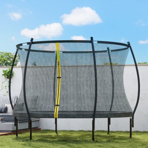 SPORTNOW 10ft Trampoline with Enclosure Net, Spring Cover, Outdoor Trampoline Garden Jumping Mat, Black