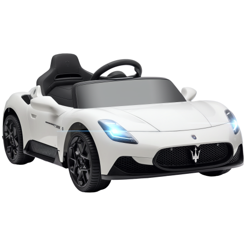 AIYAPLAY Maserati MC20 Licensed 12V Electric Car for Kids with Remote Control, Kids' Electric Ride on with Slow Start, LED Lights, Music, Horn, Spring Suspension, for 3-6 Years, White